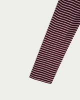 Stripe button t-shirt_wine