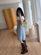 side button smocking skirt & dress 
