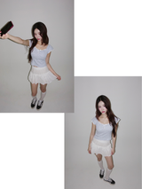 Romance Flower Shirring Sleeveless Top