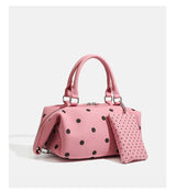 Dot Pattern Mini Boston Tote Crossbody Bag