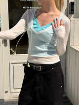 Summer tencel deep v neck t-shirts(3color)