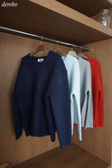 カシミア30シックVネックオーバーサイズフィットニット