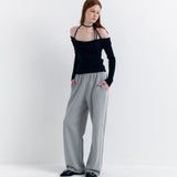Lace Lining Track Pants_Melange Gray