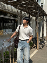 ストーンウォッシュドセミワイドデニムパンツ