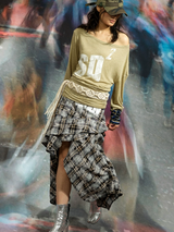 “スリーピーシープ”オフ - ザ - ショルダー スラウチー ウールニットTシャツ