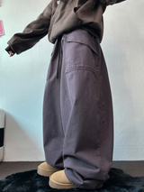 PEACH FLEECE🍑AMERICAN BIG OVER COTTON BALLOON PANTS 🤎💜🖤3COLOR