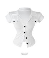 Pocket Button Shirt Top (2color)