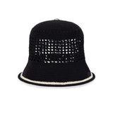 VA Top Button Knit Crochet Bucket Hat / Black