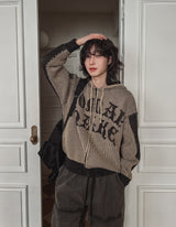 Maze Lettering Knit Hood Zip-Up