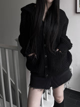 pocket waffle hood cardigan (unisex)
