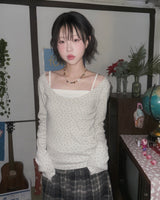 (3color) Ditsy Floral U-Neck Long Sleeve Tee