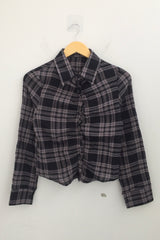 ruffle frill checkered short shirt
