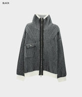 Adel pocket zip-up knit