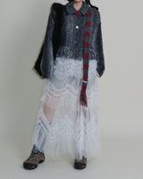 Gamants coloring gradation fringe long-sleeve cropped wool knitwear
