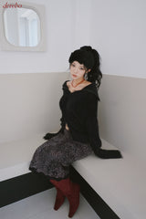 Black Angora Turtleneck Cardigan Knitwear