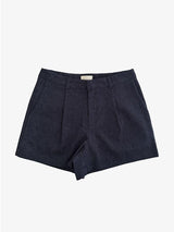 pintuck short denim pants