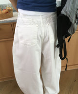 Flying Wing Back Embroidery Point Balloon Fit Summer Cotton Pants 1 Color