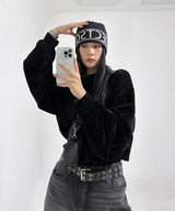 Glitter ribbed velvet top