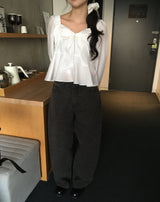 [New spring 🔥🌸/Recommendation for Guest Look] シラベンスクエアネックショルダーパフフリルリボンストラップブラウス 4 Colors フォーマルルック/ スイートガールルック