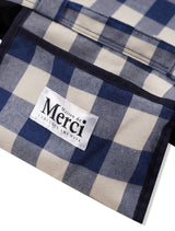 Check pattern heart logo eco bag navy (FCE5BG007P)
