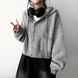 Ond Cropped Pocket Hooded Knit Cardigan