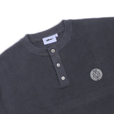 XTK166 Loose Fit Henley Neck Pullover Knit (CHARCOAL)