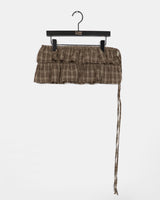 Jetso Layered Checkered Micro Mini Skirt Belt