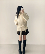 ポニーシックベルトダブルハイネックコート