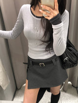 Todu Round See-through Long Sleeve T-Shirt