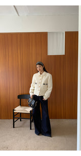 Gold button quilting jacket cardigan