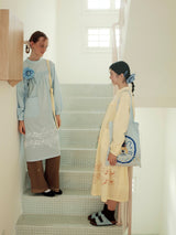 UnsocialNight2025 Autumn Original Two-colour Printed Loose Pullover Long-sleeved Dress Girlish Style