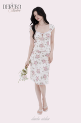 Antique Floral Perfume Skirt Two-Piece Set (blouse+skirt set)