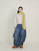 Square pocket balloon fit corduroy pants