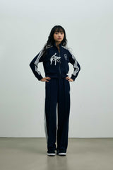 RIBBON JERSEY TRACK PANTS / NAVY