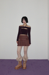 LOW BELETD CHECK PLEATS MINI SKIRT (2COLORS!)
