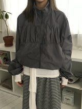 Flo Shirring Button Wind zip-up (5c)