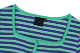 SQUARE NECK STRIPE CARDIGAN