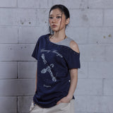 (DUC) BB Layered One-Shoulder T-Shirt Dark Navy
