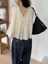 #バックスリットストラップスリーブレスブラウス (4color)