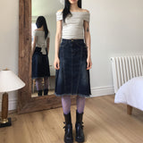 チョソンシフォンリボンシャーリングオフショルダーロングスリーブTシャツ