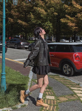 マークレタリングツーウェイレザージャケット