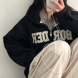 オロパッチ刺繍レタリングナッピングフーディジップアップ