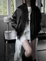 vintage old leather jacket (2color)