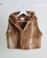 Tier Bambi Fake Fur Hooded Vest (Short Quilted)