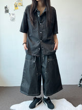 Daryl Rivet Stitch Raw Denim Bermuda Shorts 2color