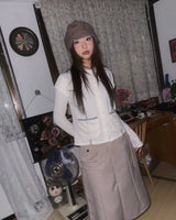(3color) Pocket Wrap Belt Flare Midi Skirt