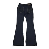 Black stitch boots cut pants