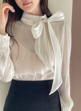 Neju Bling Satin Tie Blouse