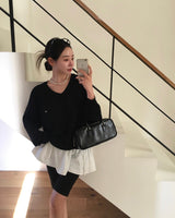 [Bellide made] シルエットサマーVネックルーズフィットニット