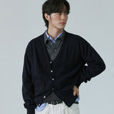 エクストラファインウールVカーディガン (Navy)